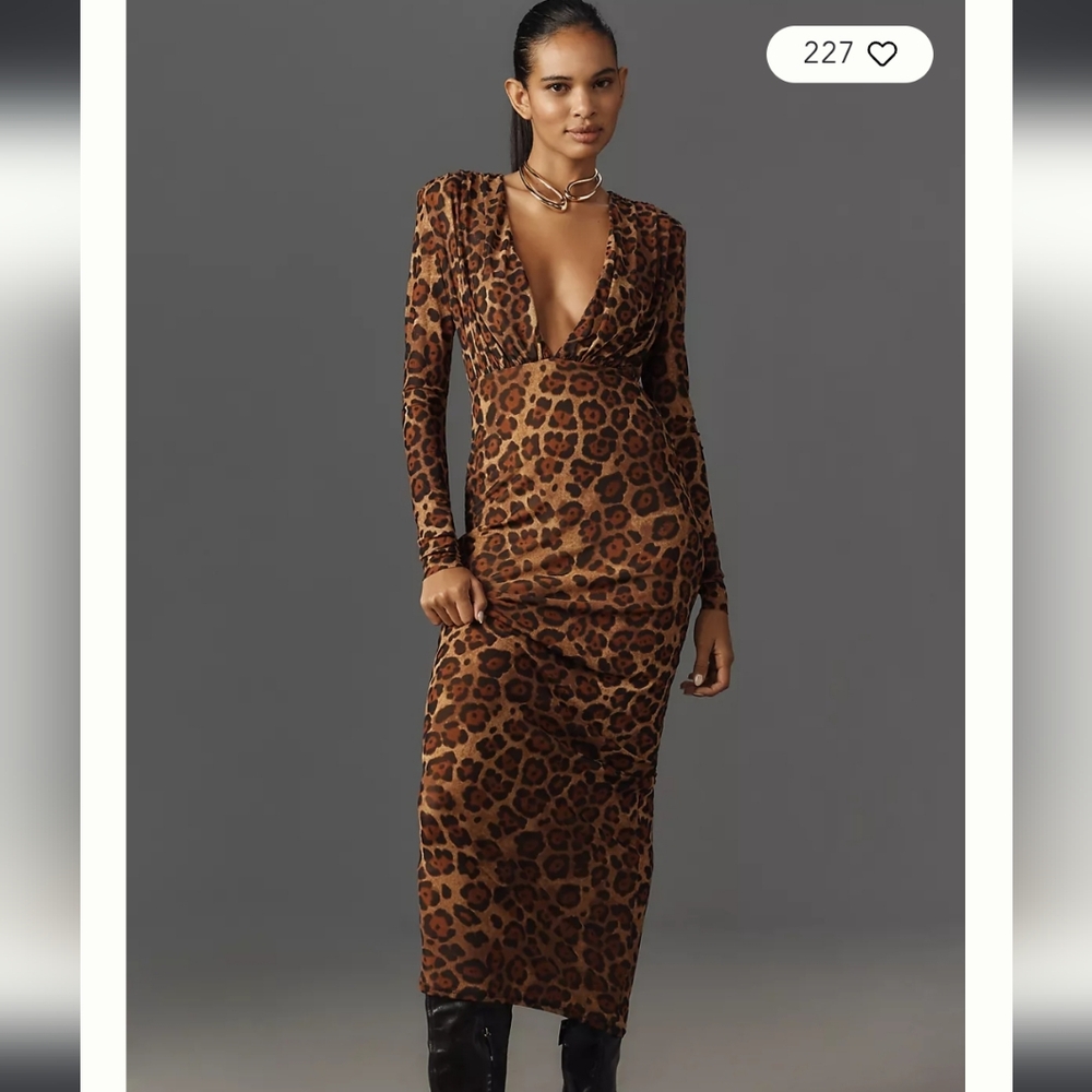 Anthropologie Leopard Print Long Sleeve Dress